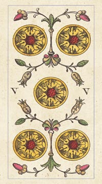 Die Fünf der Münzen im Classical Tarot