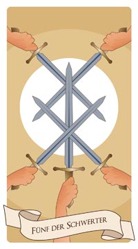 Tarot und Die Fünf der Schwerter für Hinterhalt und Niedertracht