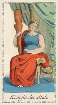 Die Königin der Stäbe im Tarot of Lombardy