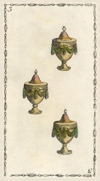 Die Drei der Kelche im Tarot of Lombardy