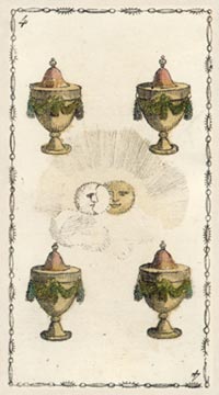 Die Vier der Kelche im Tarot of Lombardy