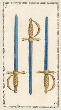 Die Drei der Schwerter im Tarot of Lombardy