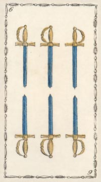 Die Sechs der Schwerter im Tarot of Lombardy
