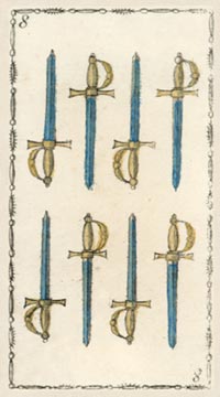 Die Acht der Schwerter im Tarot of Lombardy