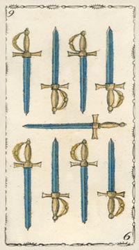 Die Neun der Schwerter im Tarot of Lombardy