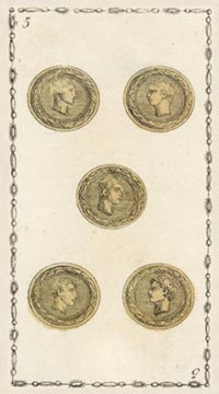 Tarot und Die Fünf der Münzen für Krise und Engpass