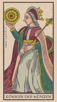 Die Königin der Münzen im Tarot of Marseilles